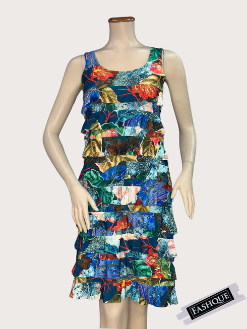 CHACHA Ruffle Knee length DIGITAL PRINT Dress - D2760